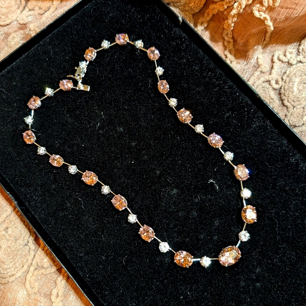 Adrienne Sterling Pink & Diamond Like Vintage CZ Necklace 🩷 - Picture 7 of 7